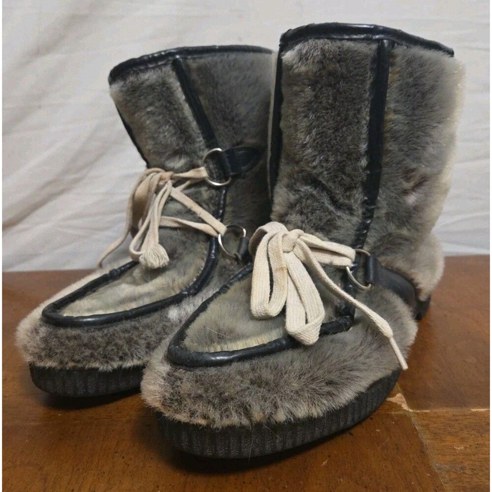 Snowland Boots Vintage 70s Hippie Size 10 Women's Leather Festival Boho Gypsy